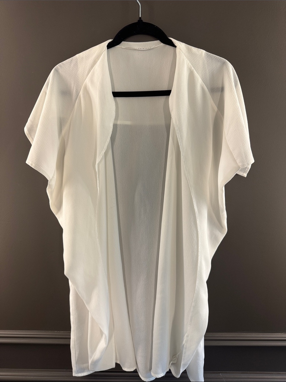 Lightweight White Open-Front Women's Kimono Cardigan
